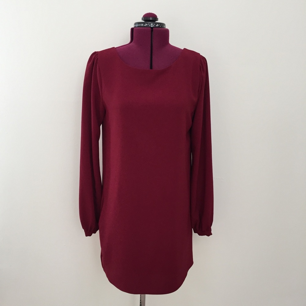Lulu’s wine red long sleeve shift dress